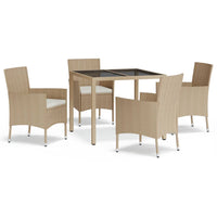 5-Delige Tuinset Met Kussens Poly Rattan Beige
