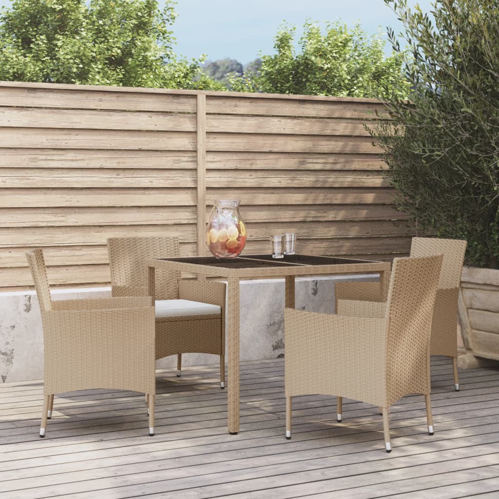 5-Delige Tuinset Met Kussens Poly Rattan Beige