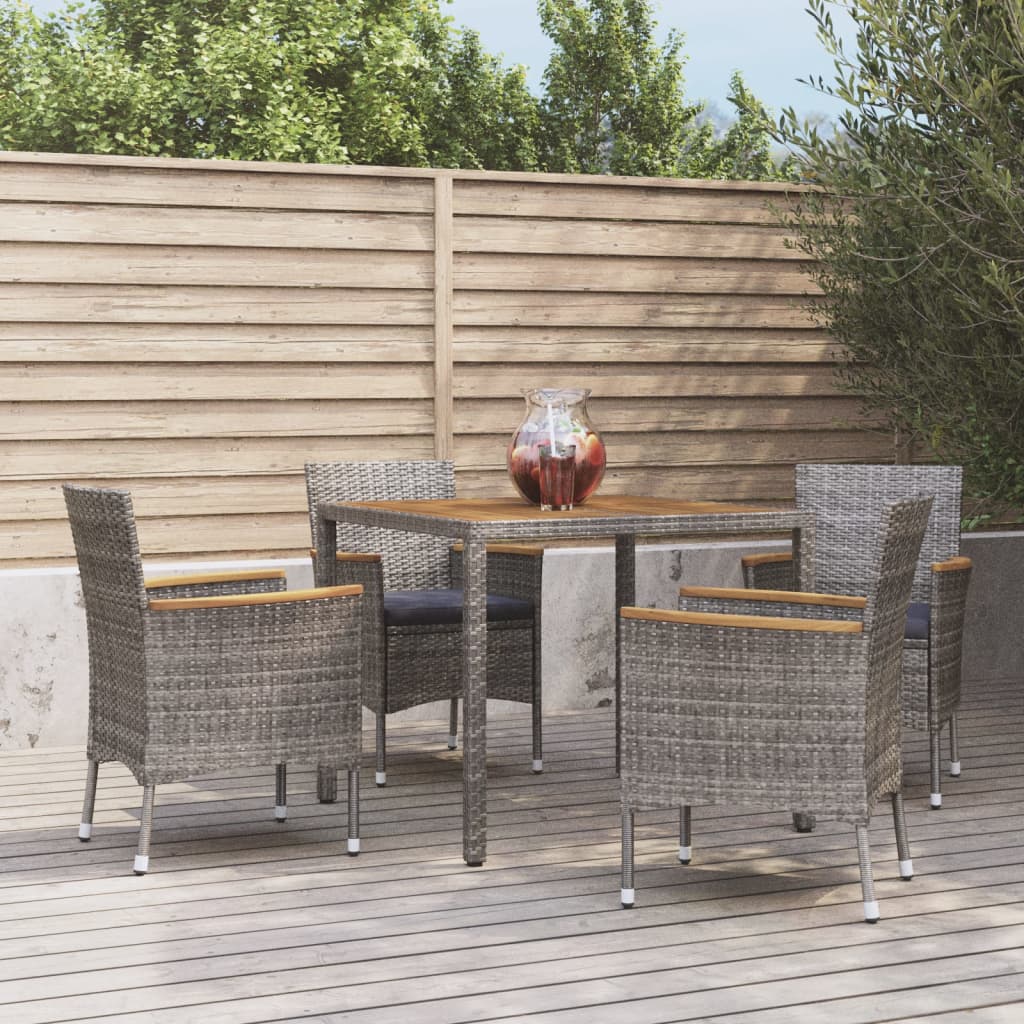 5-Delige Tuinset Met Kussens Poly Rattan Grijs