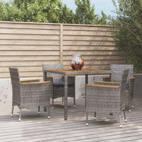 5-Delige Tuinset Met Kussens Poly Rattan Grijs