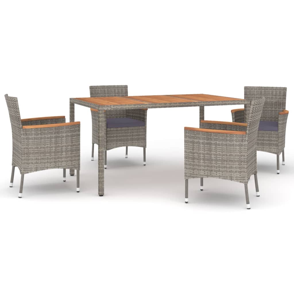 5-Delige Tuinset Met Kussens Poly Rattan Grijs