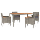 5-Delige Tuinset Met Kussens Poly Rattan Grijs