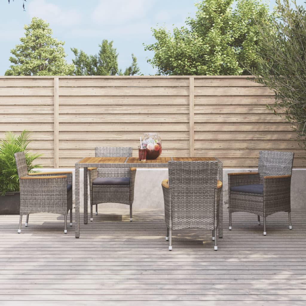 5-Delige Tuinset Met Kussens Poly Rattan Grijs