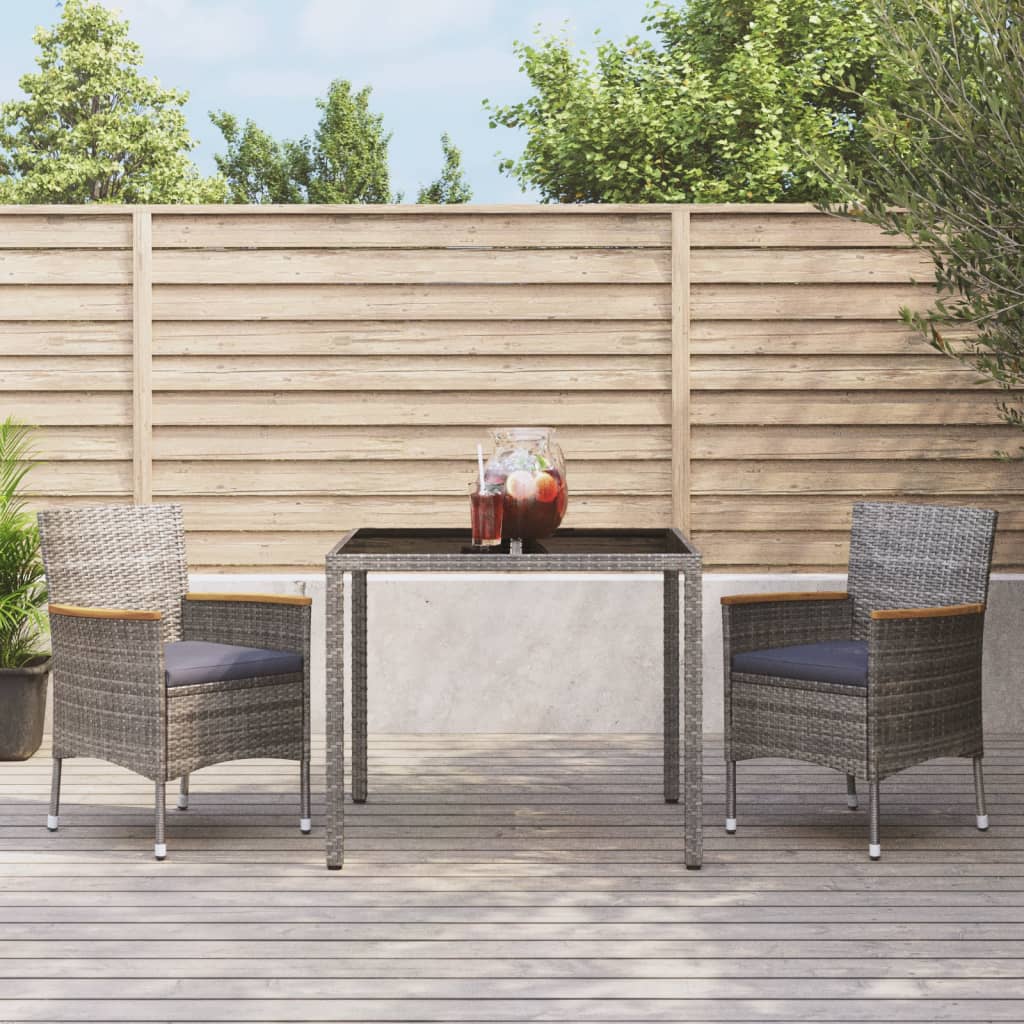 5-Delige Tuinset Met Kussens Poly Rattan Grijs