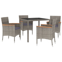 5-Delige Tuinset Met Kussens Poly Rattan Grijs