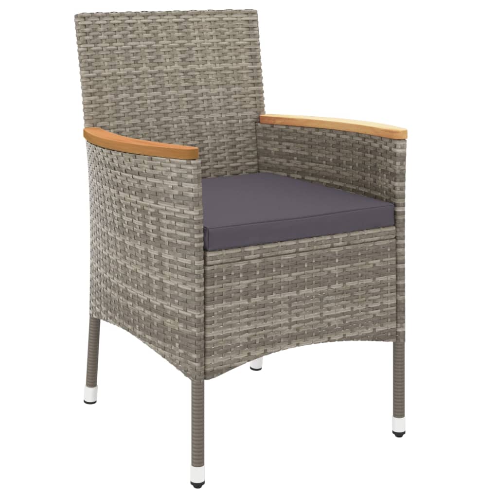 5-Delige Tuinset Met Kussens Poly Rattan Grijs