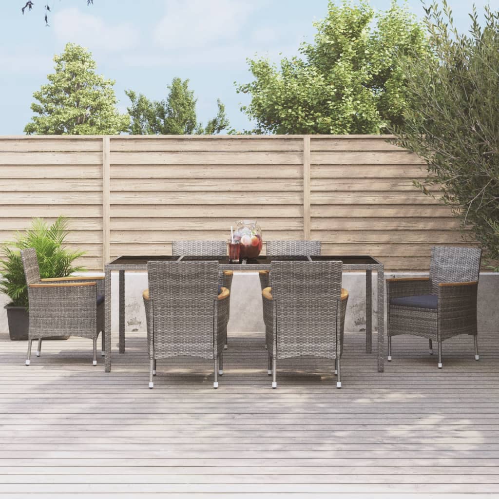 5-Delige Tuinset Met Kussens Poly Rattan Grijs