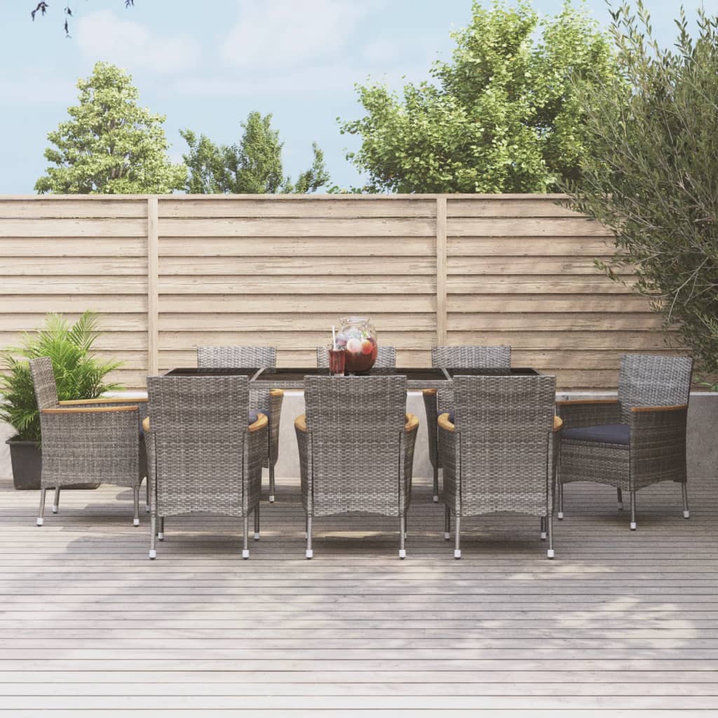5-Delige Tuinset Met Kussens Poly Rattan Grijs