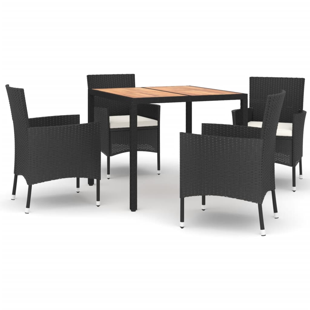 5-Delige Tuinset Met Kussens Poly Rattan Zwart