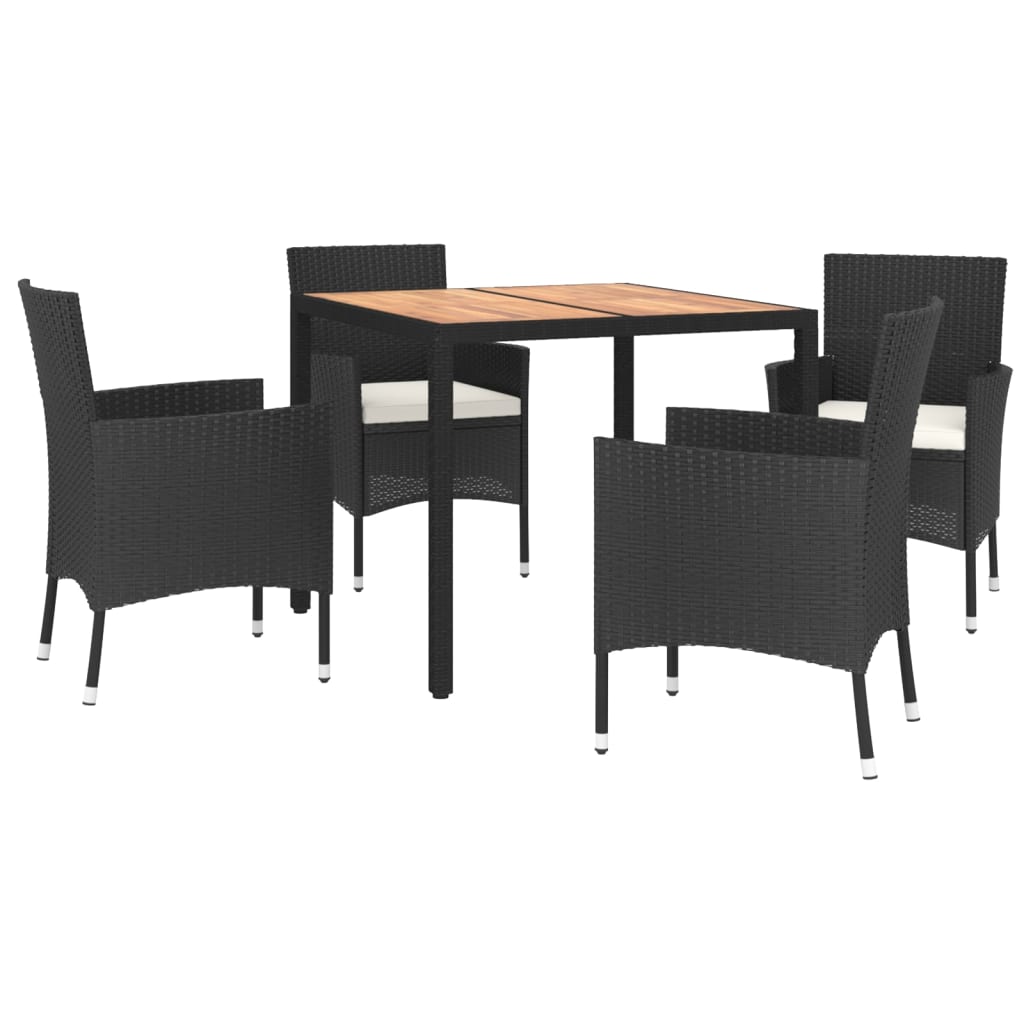 5-Delige Tuinset Met Kussens Poly Rattan Zwart