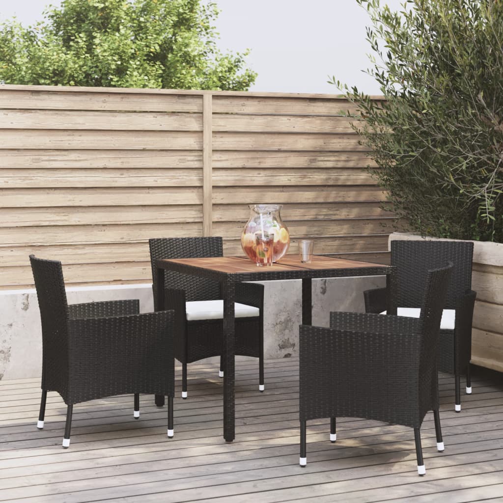 5-Delige Tuinset Met Kussens Poly Rattan Zwart