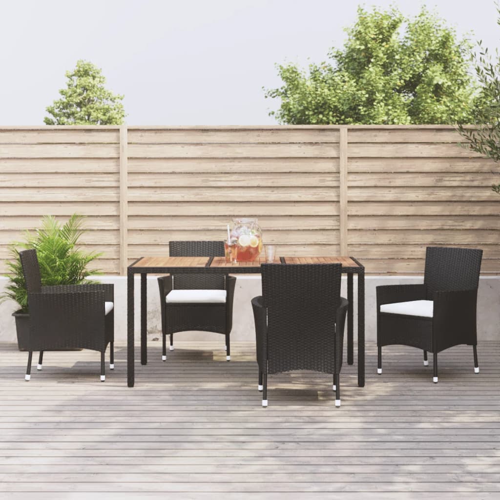 5-Delige Tuinset Met Kussens Poly Rattan Zwart