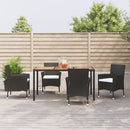 5-Delige Tuinset Met Kussens Poly Rattan Zwart