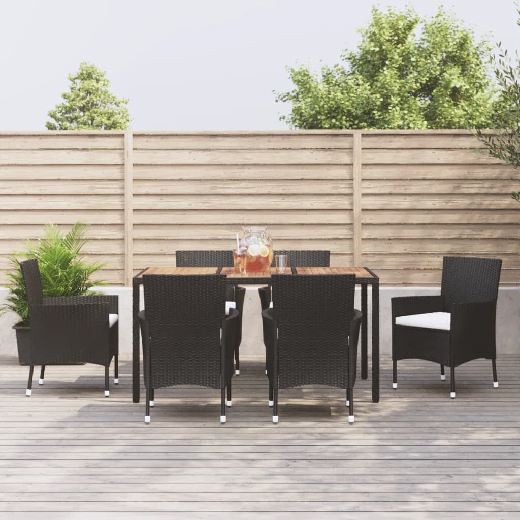 5-Delige Tuinset Met Kussens Poly Rattan Zwart