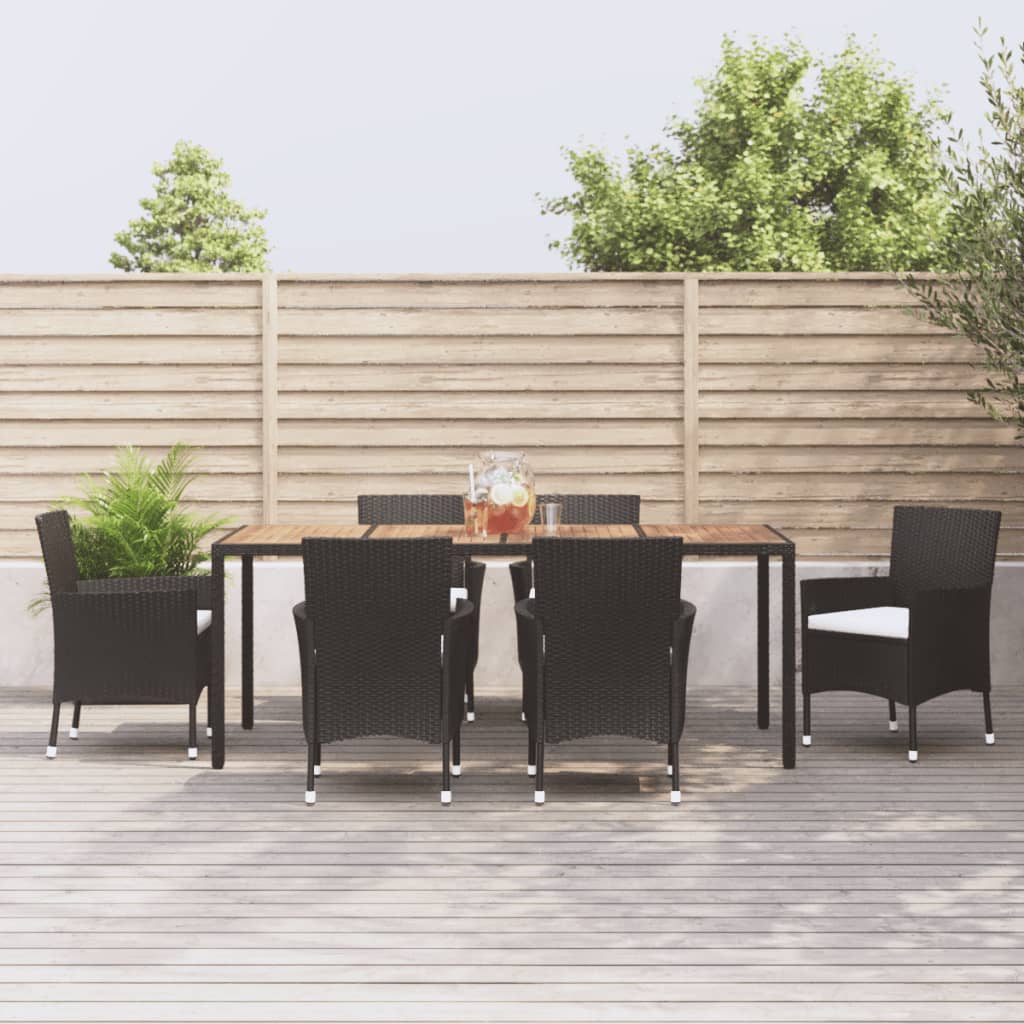 5-Delige Tuinset Met Kussens Poly Rattan Zwart