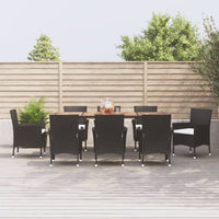 5-Delige Tuinset Met Kussens Poly Rattan Zwart