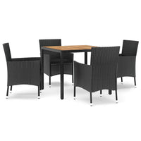 5-Delige Tuinset Met Kussens Poly Rattan Zwart