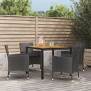5-Delige Tuinset Met Kussens Poly Rattan Zwart