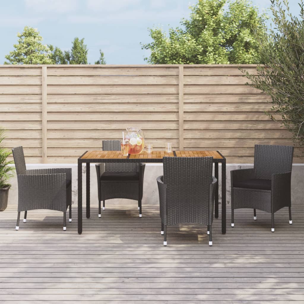 5-Delige Tuinset Met Kussens Poly Rattan Zwart