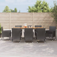 5-Delige Tuinset Met Kussens Poly Rattan Zwart