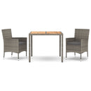 3-Delige Tuinset Met Kussens Poly Rattan Grijs