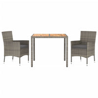 3-Delige Tuinset Met Kussens Poly Rattan Grijs