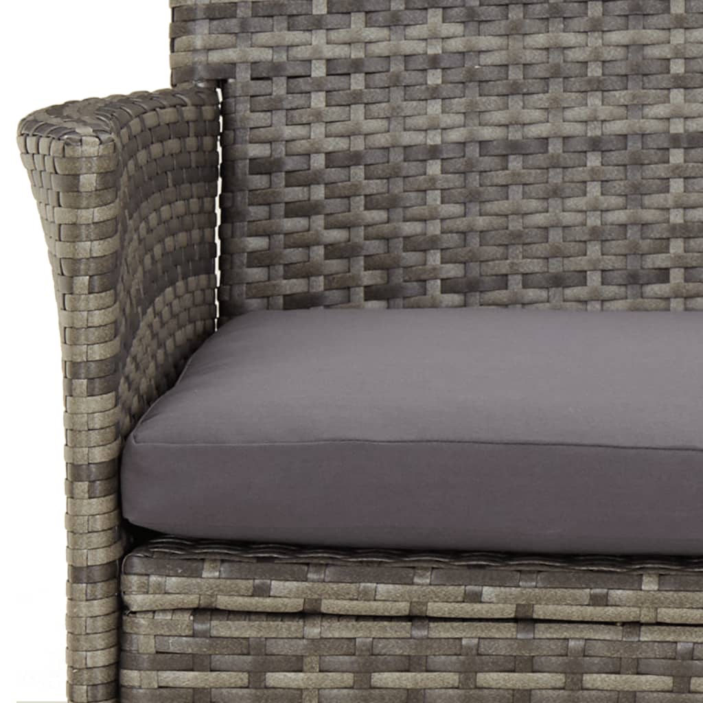 3-Delige Tuinset Met Kussens Poly Rattan Grijs