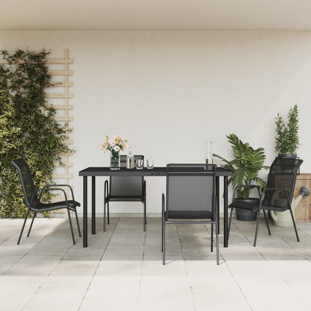 7-Delige Tuinset Textileen En Staal Zwart
