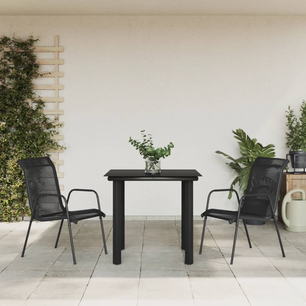 5-Delige Tuinset Textileen En Staal Zwart