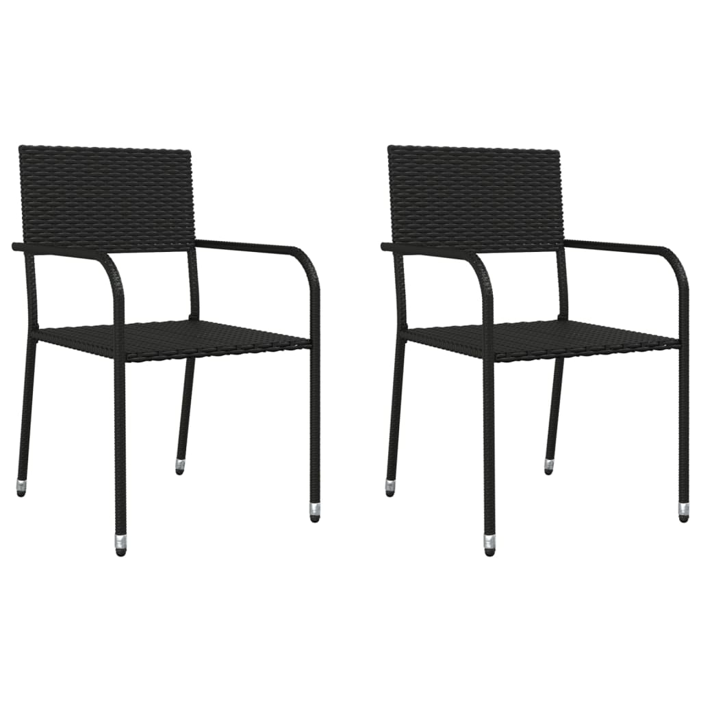 3-Delige Tuinset Poly Rattan En Staal Zwart