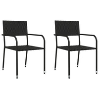 3-Delige Tuinset Poly Rattan En Staal Zwart
