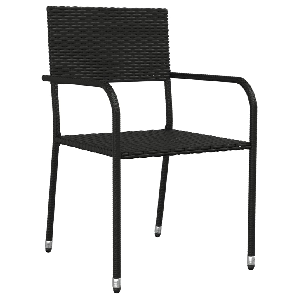 3-Delige Tuinset Poly Rattan En Staal Zwart