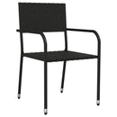 3-Delige Tuinset Poly Rattan En Staal Zwart