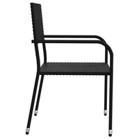3-Delige Tuinset Poly Rattan En Staal Zwart