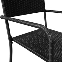 3-Delige Tuinset Poly Rattan En Staal Zwart
