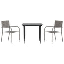 3-Delige Tuinset Poly Rattan En Staal Grijs En Zwart