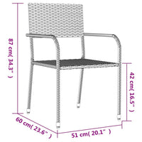 3-Delige Tuinset Poly Rattan En Staal Grijs En Zwart