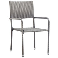 3-Delige Tuinset Poly Rattan En Staal Grijs En Zwart