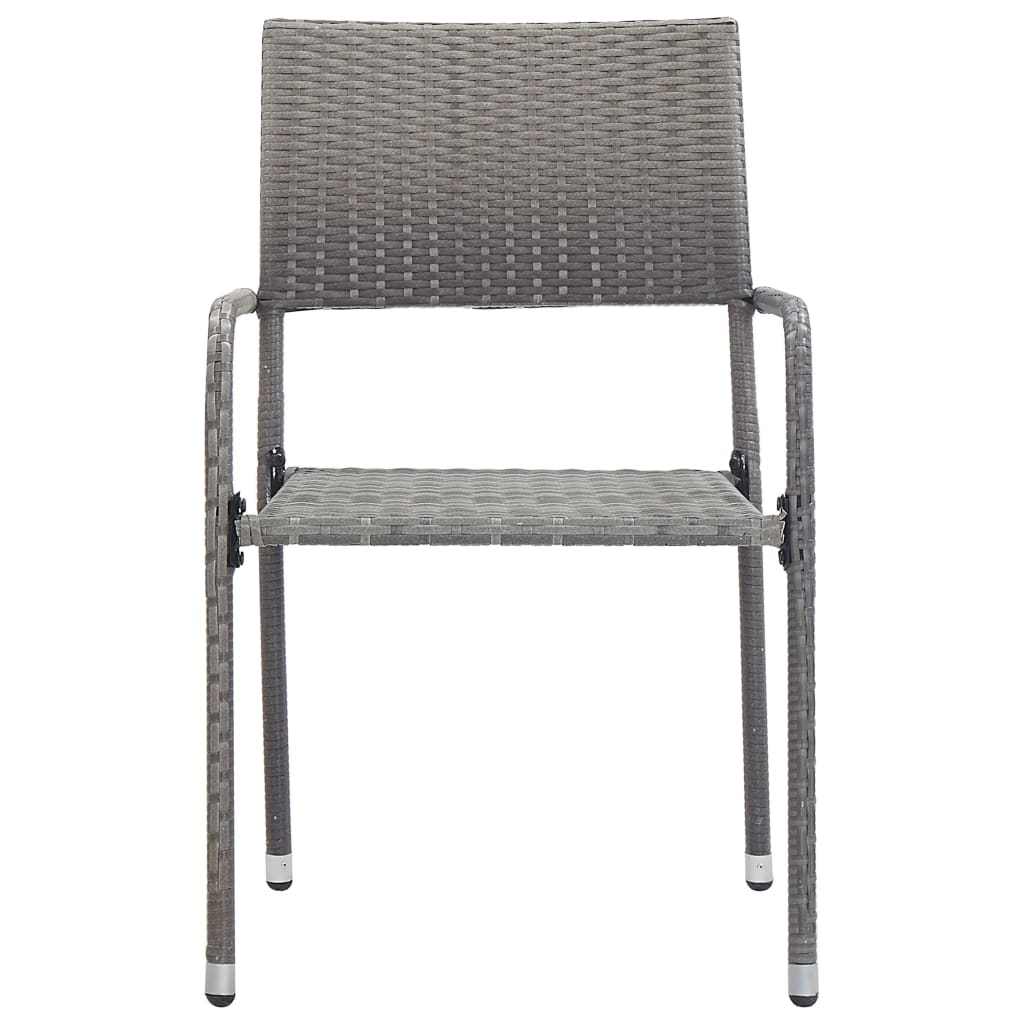 3-Delige Tuinset Poly Rattan En Staal Grijs En Zwart
