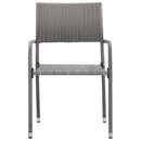 3-Delige Tuinset Poly Rattan En Staal Grijs En Zwart