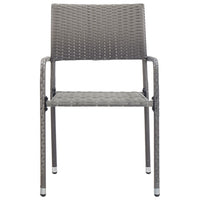 3-Delige Tuinset Poly Rattan En Staal Grijs En Zwart
