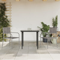 3-Delige Tuinset Poly Rattan En Staal Grijs En Zwart