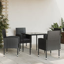 5-Delige Tuinset Poly Rattan En Staal Zwart