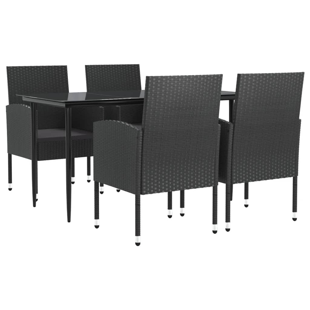 5-Delige Tuinset Poly Rattan En Staal Zwart