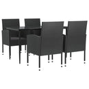5-Delige Tuinset Poly Rattan En Staal Zwart