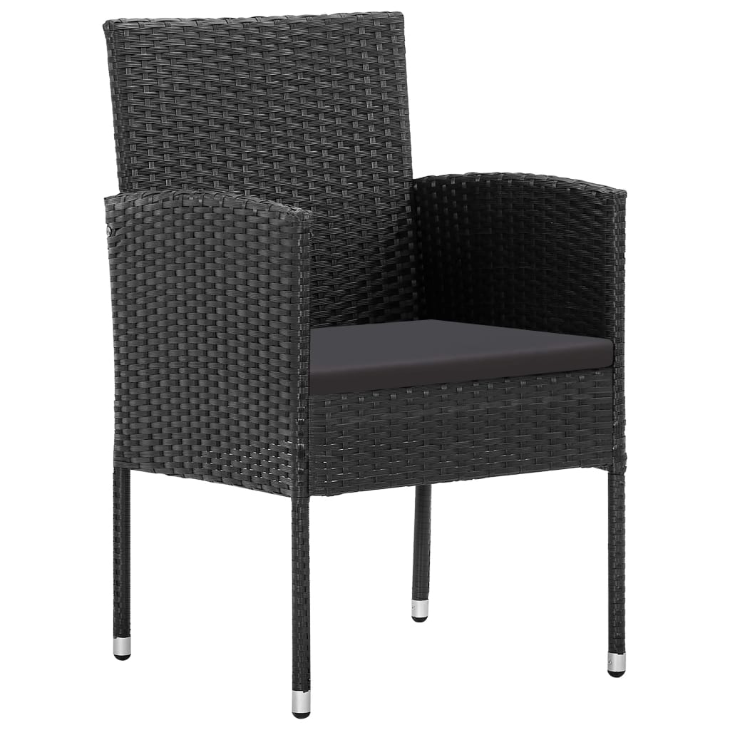 5-Delige Tuinset Poly Rattan En Staal Zwart
