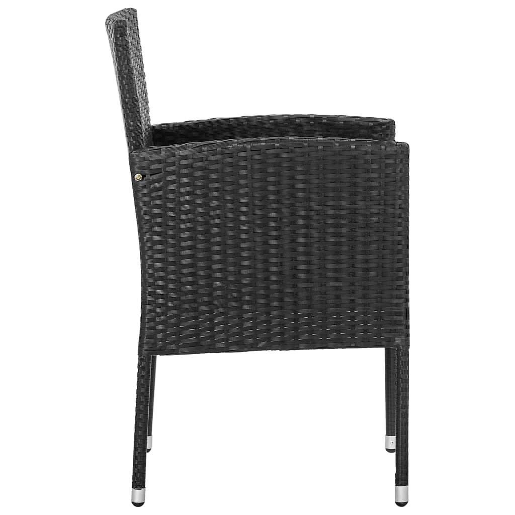 5-Delige Tuinset Poly Rattan En Staal Zwart