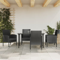 5-Delige Tuinset Poly Rattan En Staal Zwart