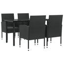 5-Delige Tuinset Poly Rattan En Staal Zwart