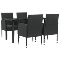 5-Delige Tuinset Poly Rattan En Staal Zwart